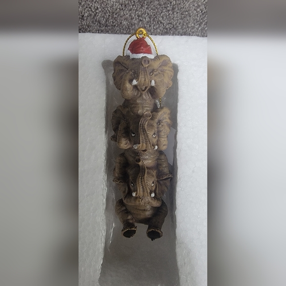Design Toscano See, Speak, Hear No Evil Elephant Holiday Tree Ornament - Picture 4 of 7